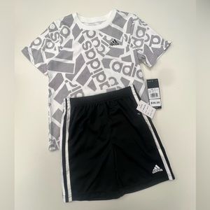 NWT - Adidas matching set - boys size 6- white & black